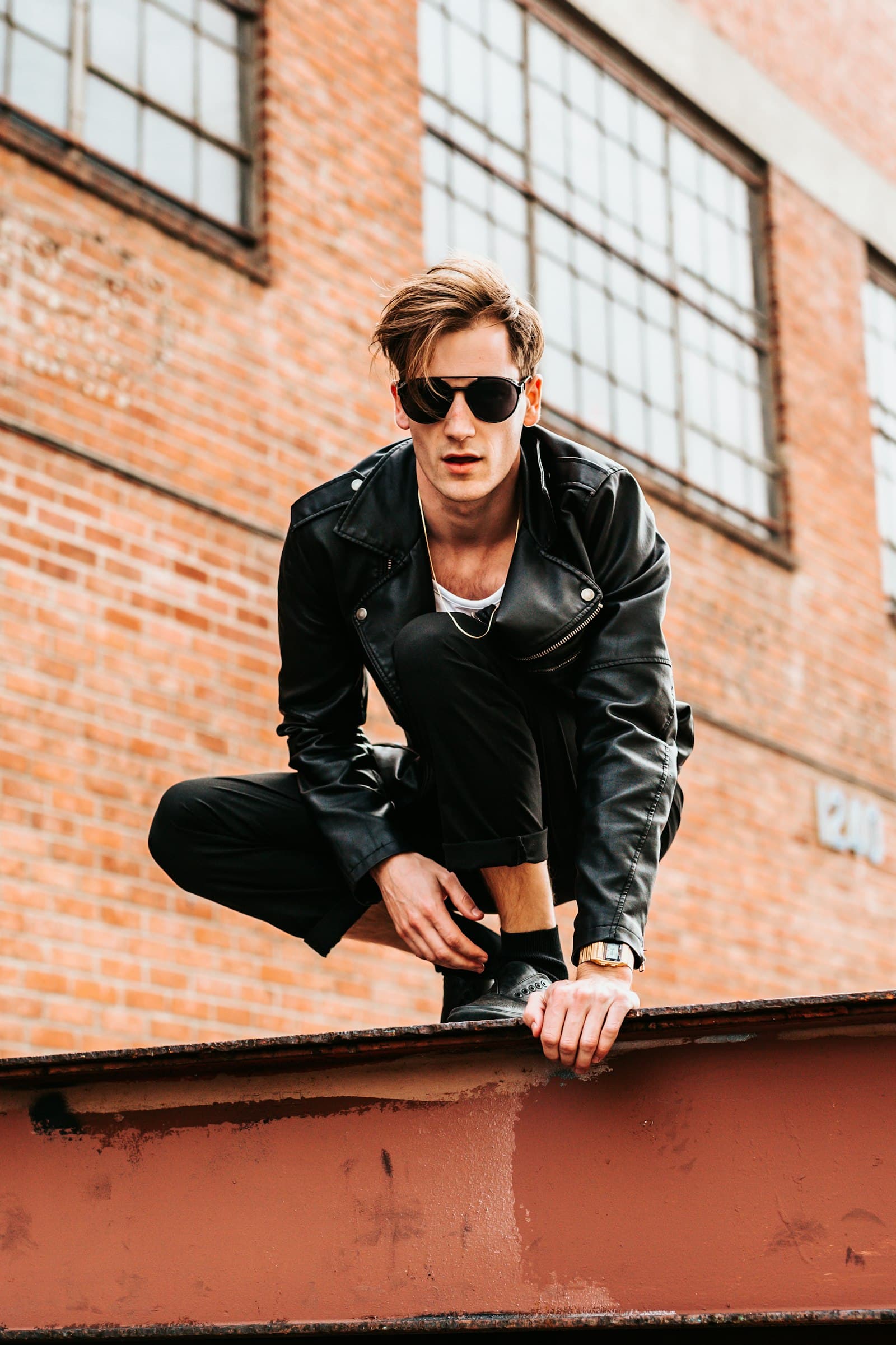 Leather jacket look from the mens collection